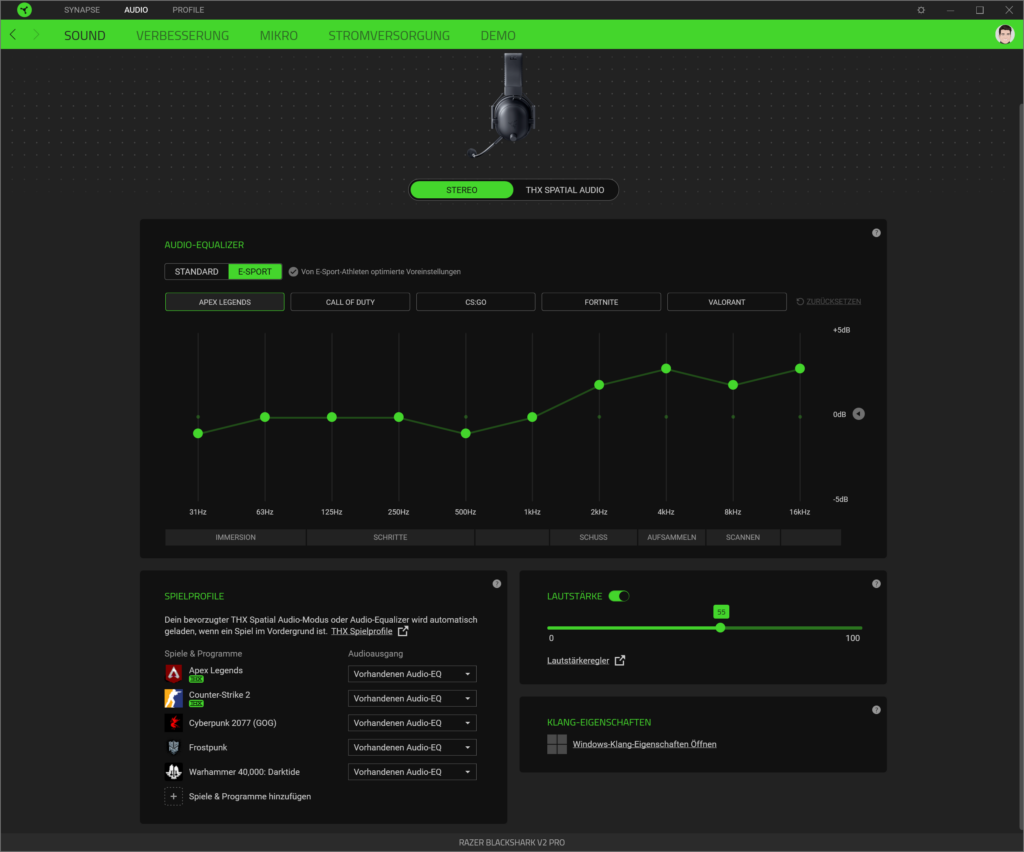 Razer BlackShark V2 Pro eSports Preset